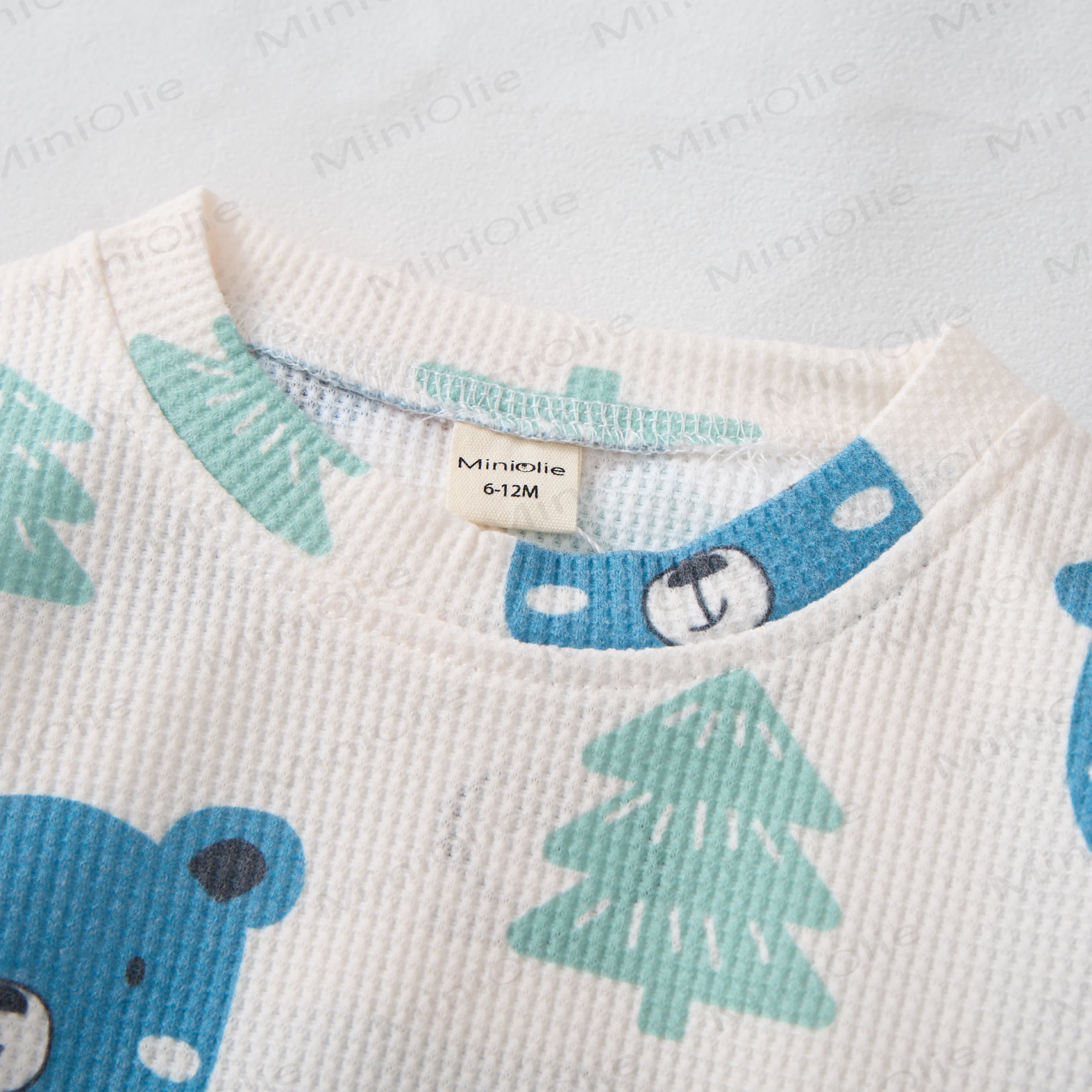 Baby Toddler Blue Bear Waffle 2-piece Set