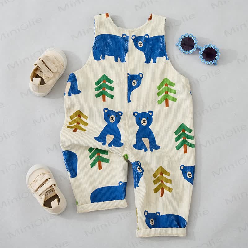 Baby Toddler Bear & Tree Corduroy Overalls