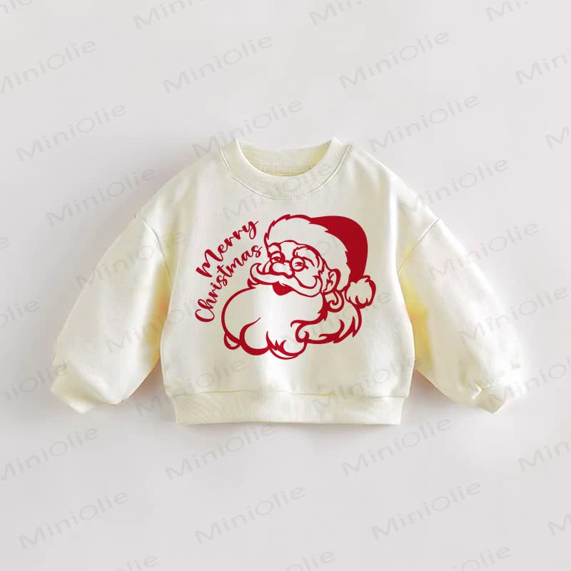 MERRY CHRISTMAS Baby Toddler Santa Cream Sweatshirt