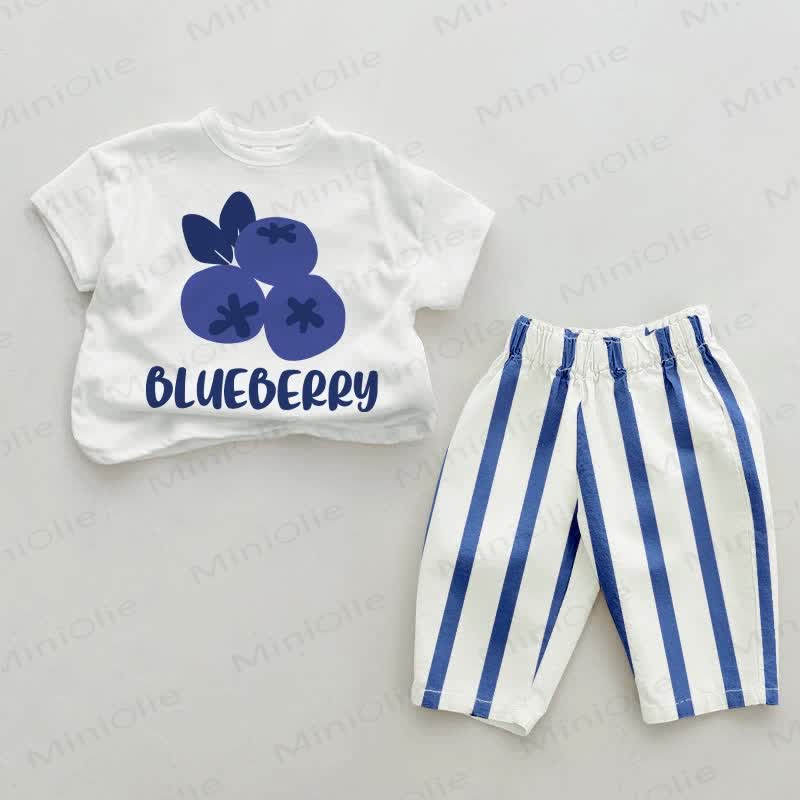 Baby Blueberry Blue Vertical Striped 2-piece Set