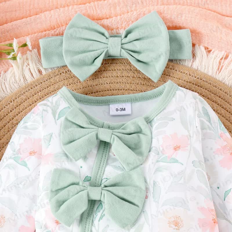 Baby Girl Flower Butterfly Romper with Headband