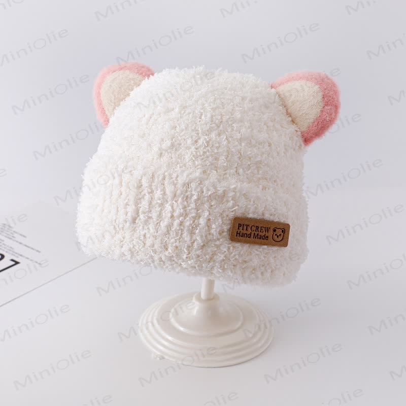 Baby Plush Bear Ears Knit Cap