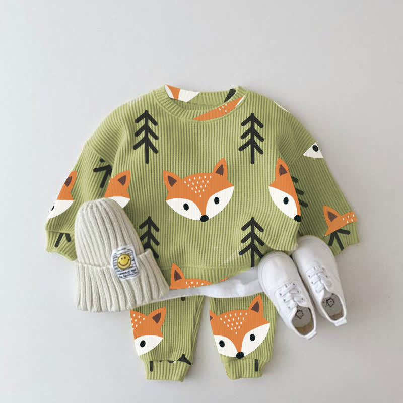 Baby Toddler Fox Green Waffle 2-piece Set