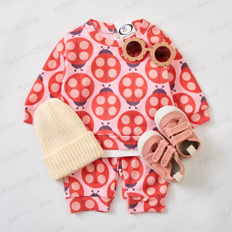 Baby Toddler Pink Ladybug Waffle 2-piece Set