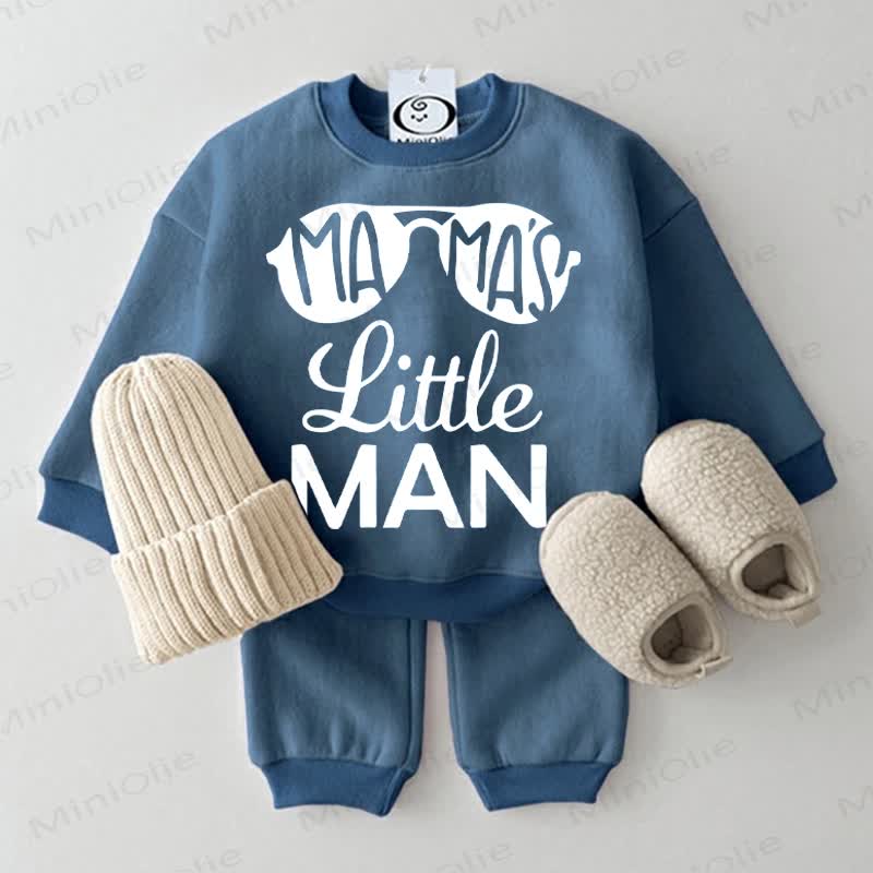 MAMA'S LITTLE MAN Baby Sweatshirt 2-piece Blue Set