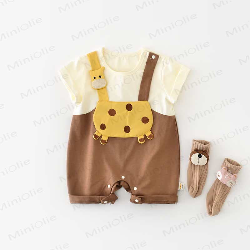 Baby Giraffe Fake Two Pieces Romper