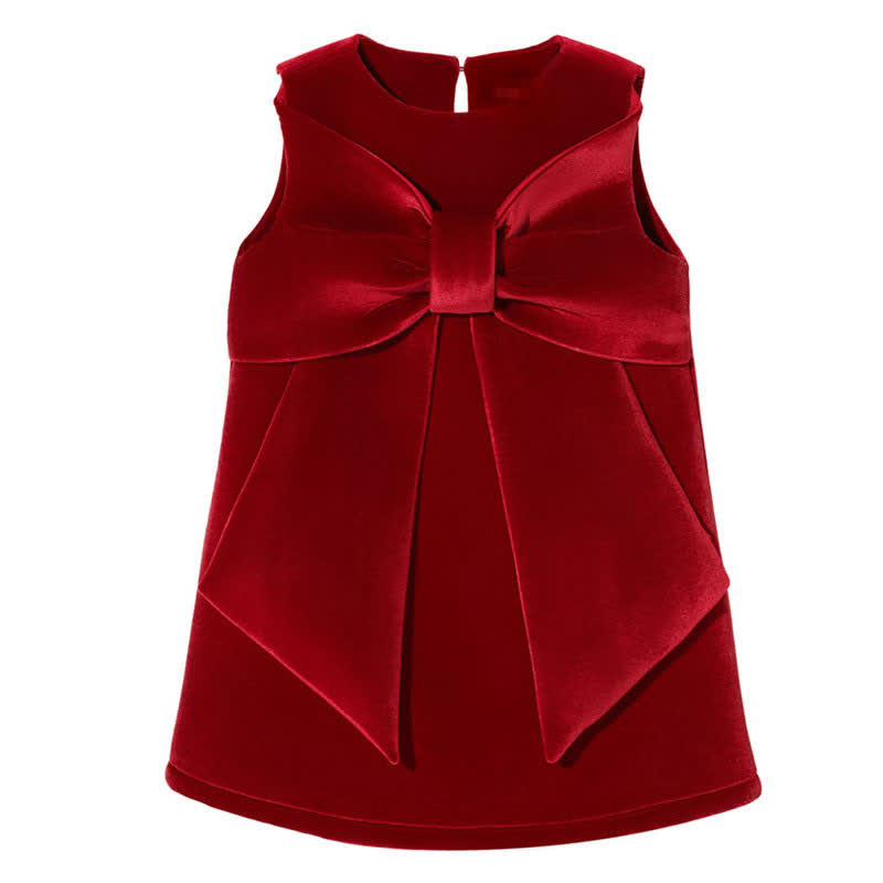 Toddler Big Bow Velvet Red Dress