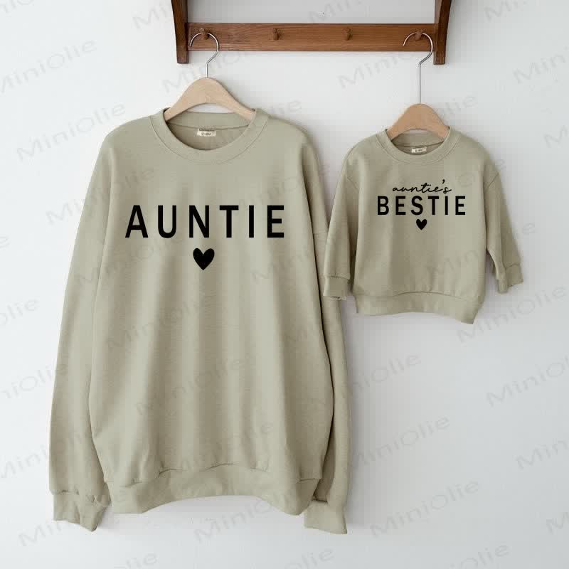 AUNTIE/AUNTIE'S BESTIE Grey Green Family Sweatshirt