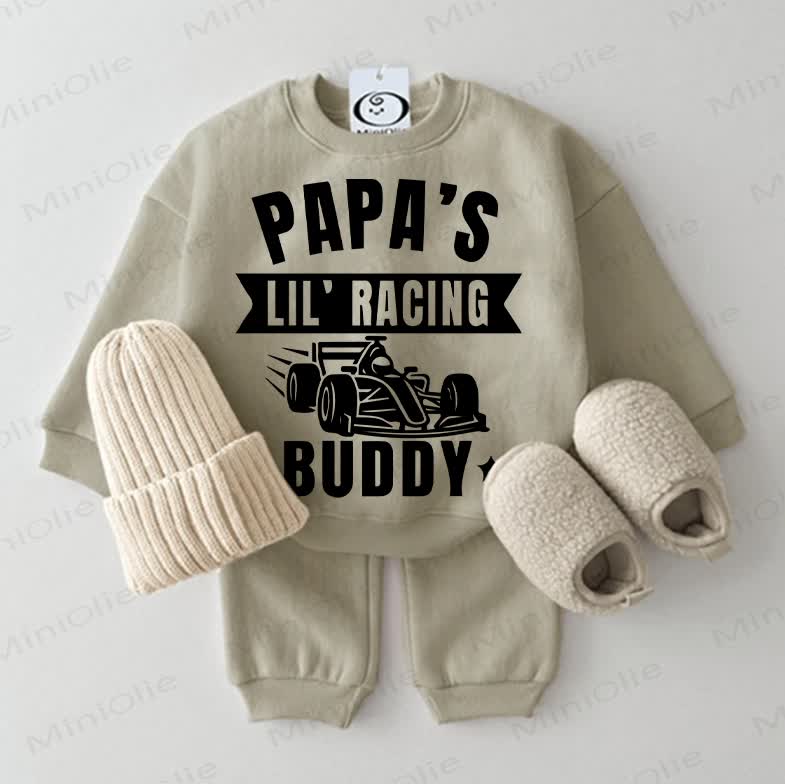 PAPA'S LIL' RACING BUDDY Baby 2-piece Grey Green Set