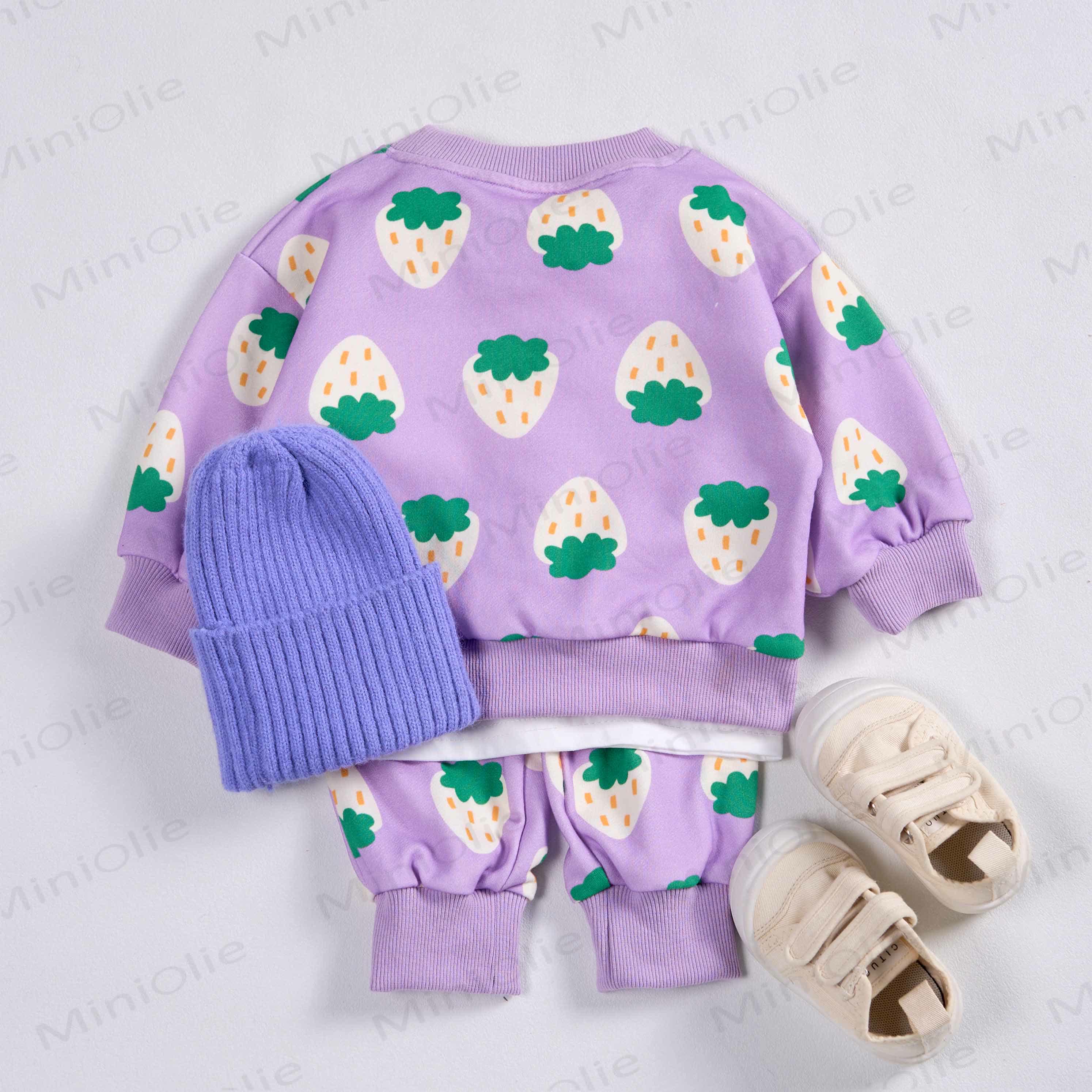 Baby White Strawberry 2-piece Purple Set
