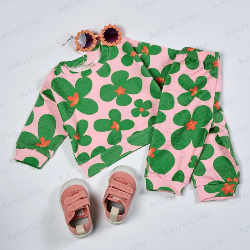 Baby Waffle Flower Pink 2-piece Set