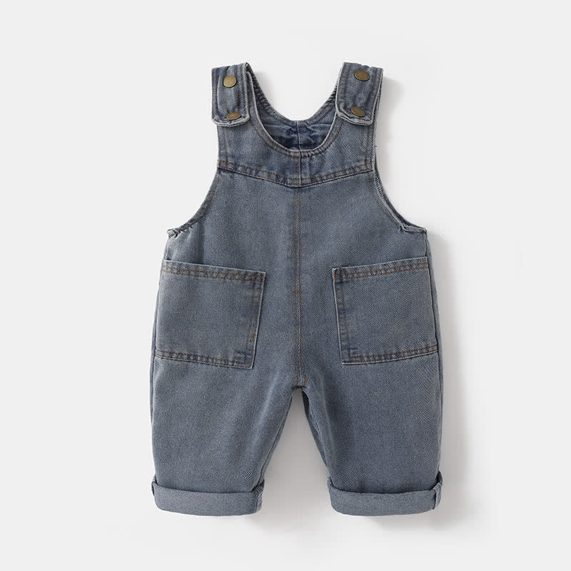 Baby Toddler Vintage Washed Denim Pocket Overalls