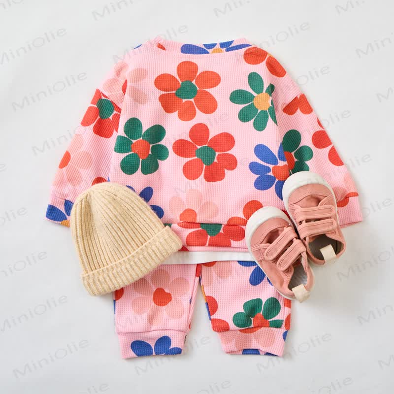 Baby Pink Flower Waffle 2-piece Set