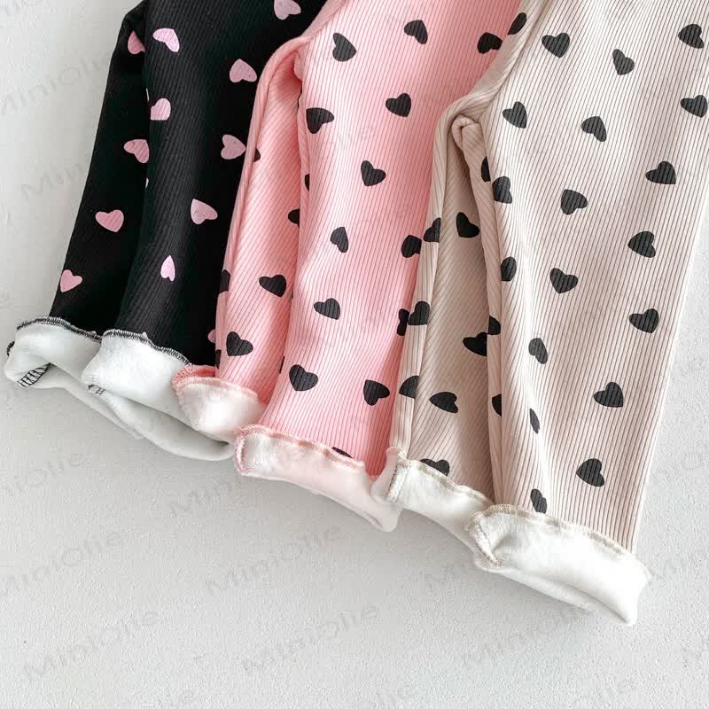 Baby Toddler Girl Heart Fleece Lined Leggings
