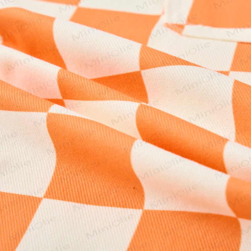 Baby Toddler Orange Checkerboard White Overalls