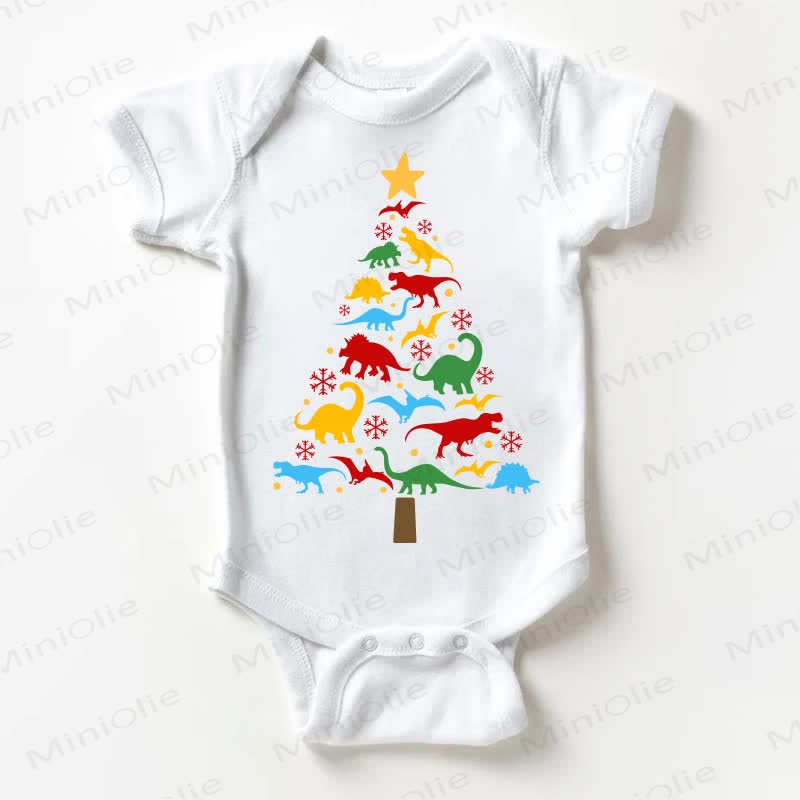Baby Dinosaur Christmas Tree Bodysuit