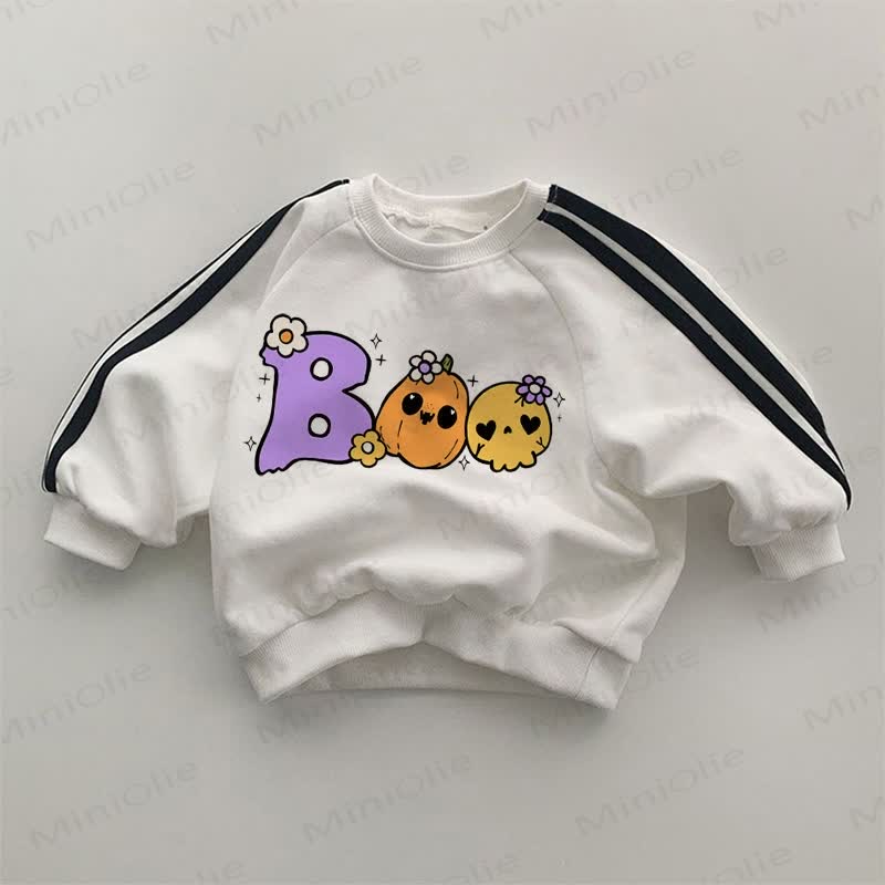 BOO Skull Pumpkin Flower Baby White Sweatshirt