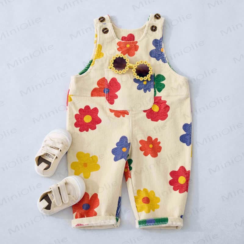 Baby Toddler Colorful Flower Corduroy Overalls