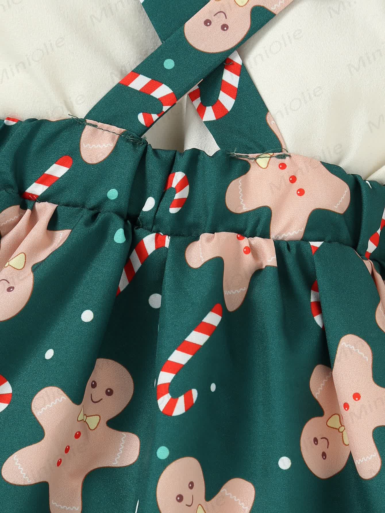 Baby Girl Gingerbread Man Green Dress With A Headband