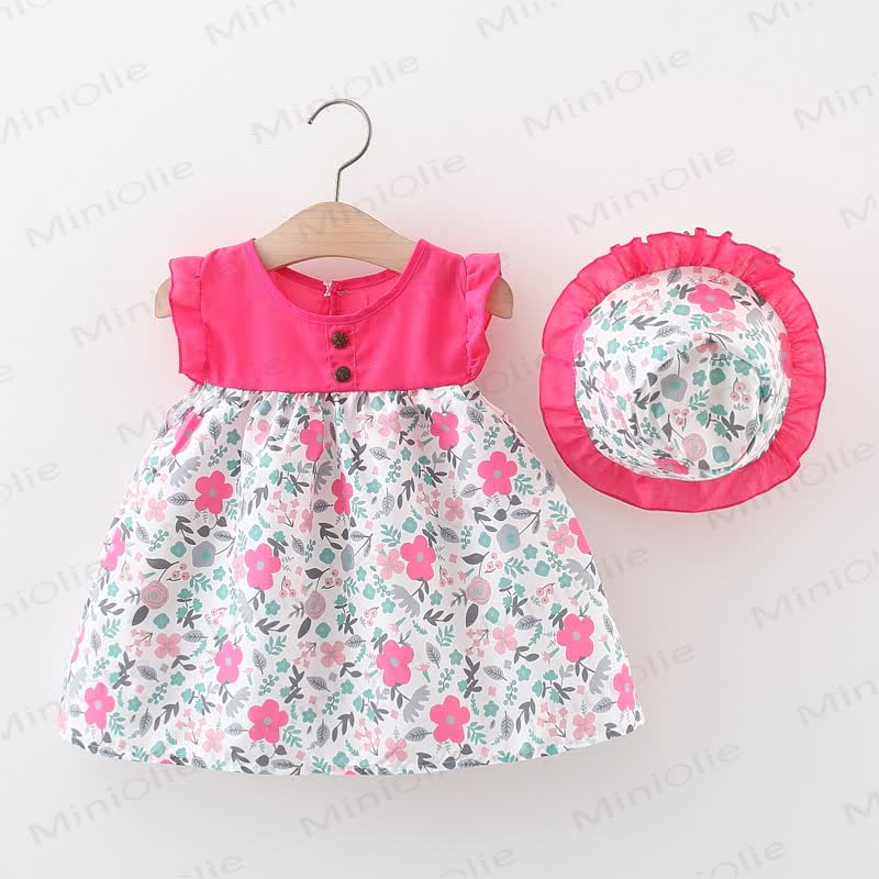 Baby Toddler Daisy Flower Dress with Hat