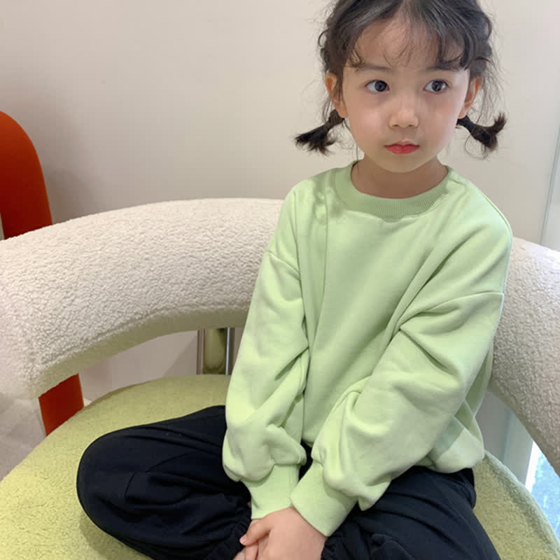 Toddler Solid Color Loose Simple Sweatshirt