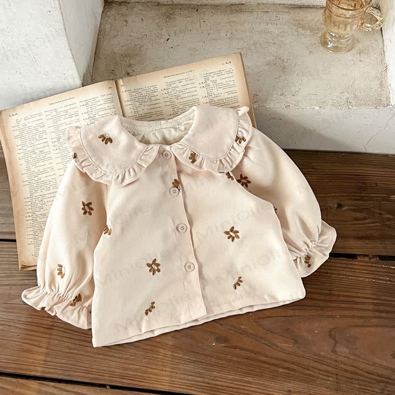 Baby Girl 2-piece Cord Embroidered Flower Set