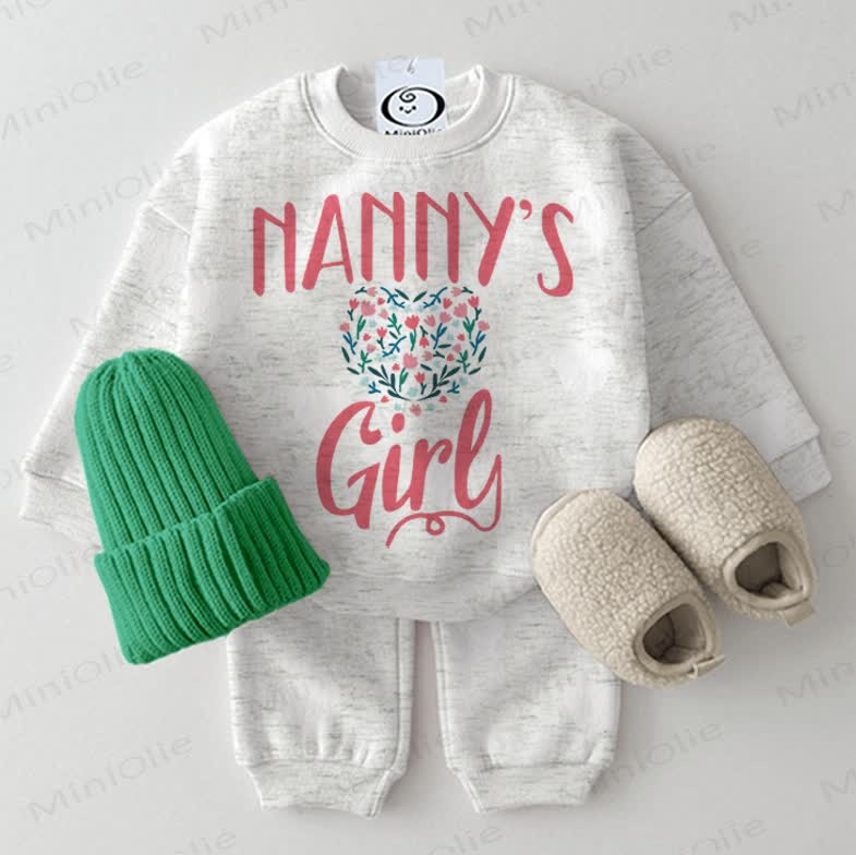 NANNY'S GIRL Baby Sweatshirt 2-piece Light Grey Set