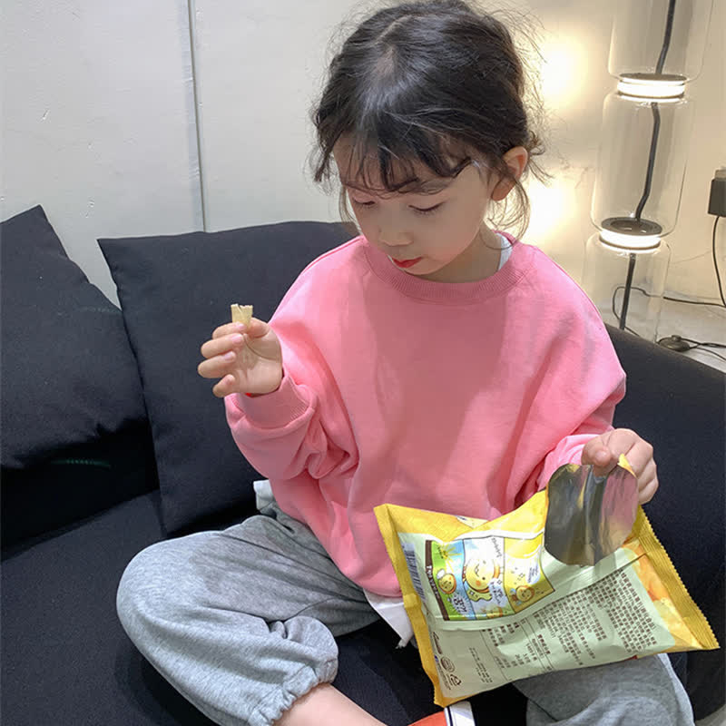 Toddler Solid Color Loose Simple Sweatshirt