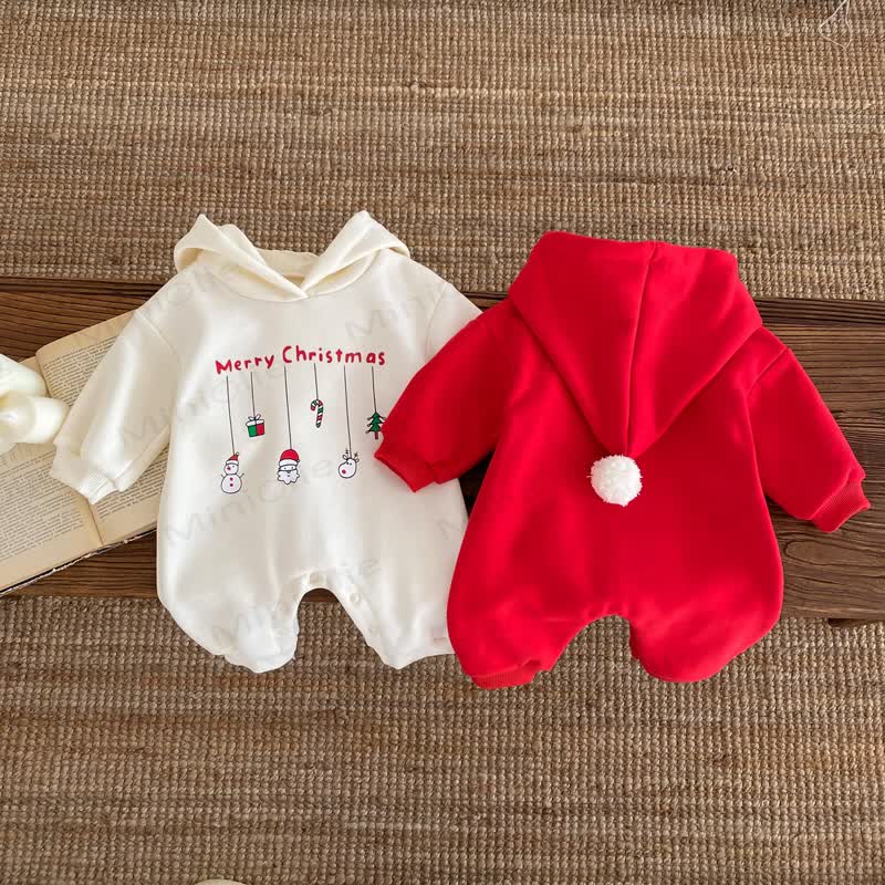 MERRY CHRISTMAS Baby Hooded Romper