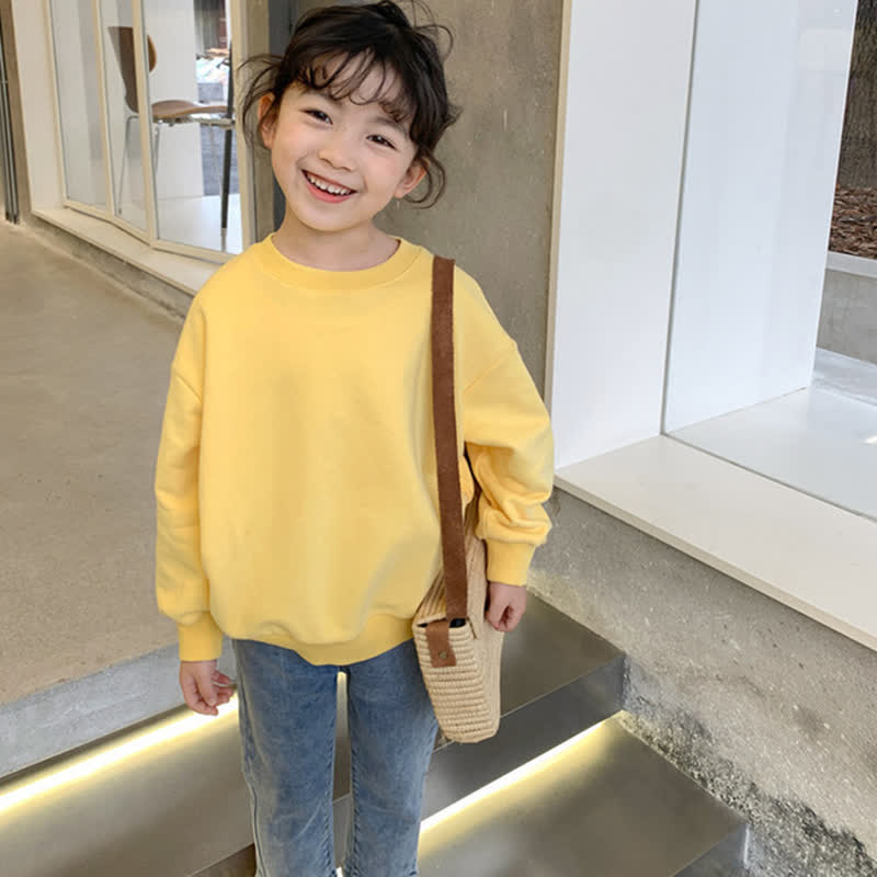 Toddler Solid Color Loose Simple Sweatshirt