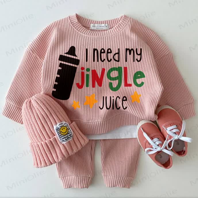 I NEED MY JINGLE JUICE Baby Waffle 2-piece White Set