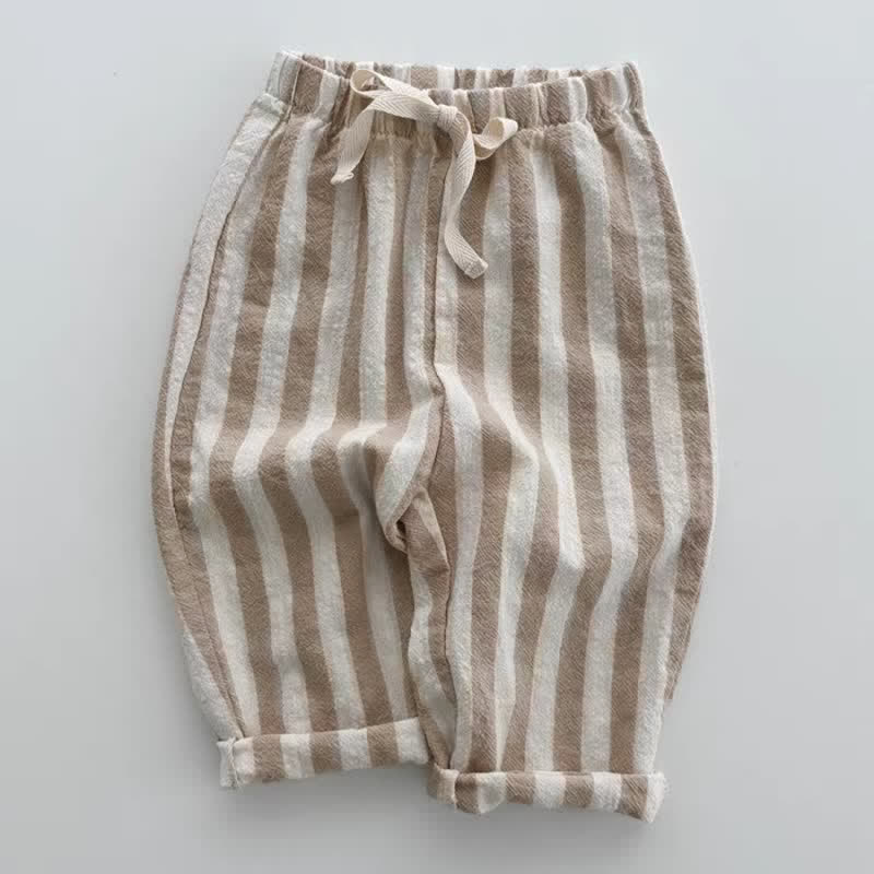 Baby Striped Drawstring Casual Pants