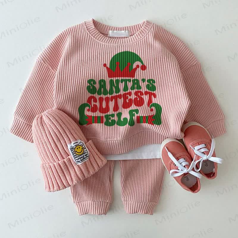 SANTA'S CUTEST ELF Baby Pink Santa 2-Piece Set