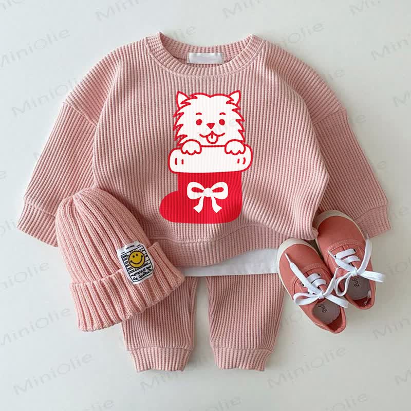 Baby Christmas Puppy Pink 2-piece Set