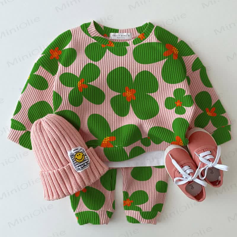 Baby Waffle Flower Pink 2-piece Set