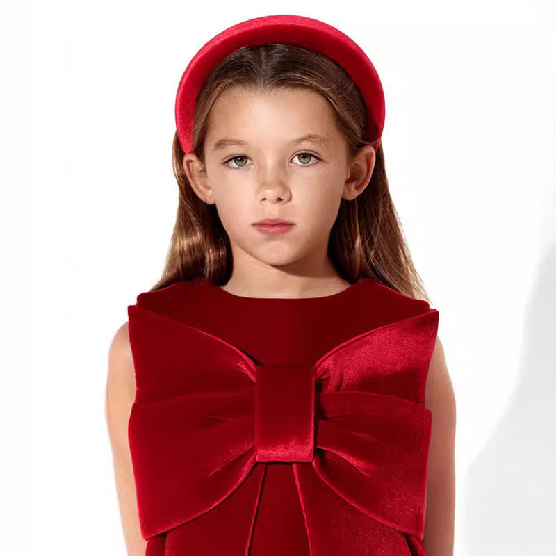 Toddler Big Bow Velvet Red Dress