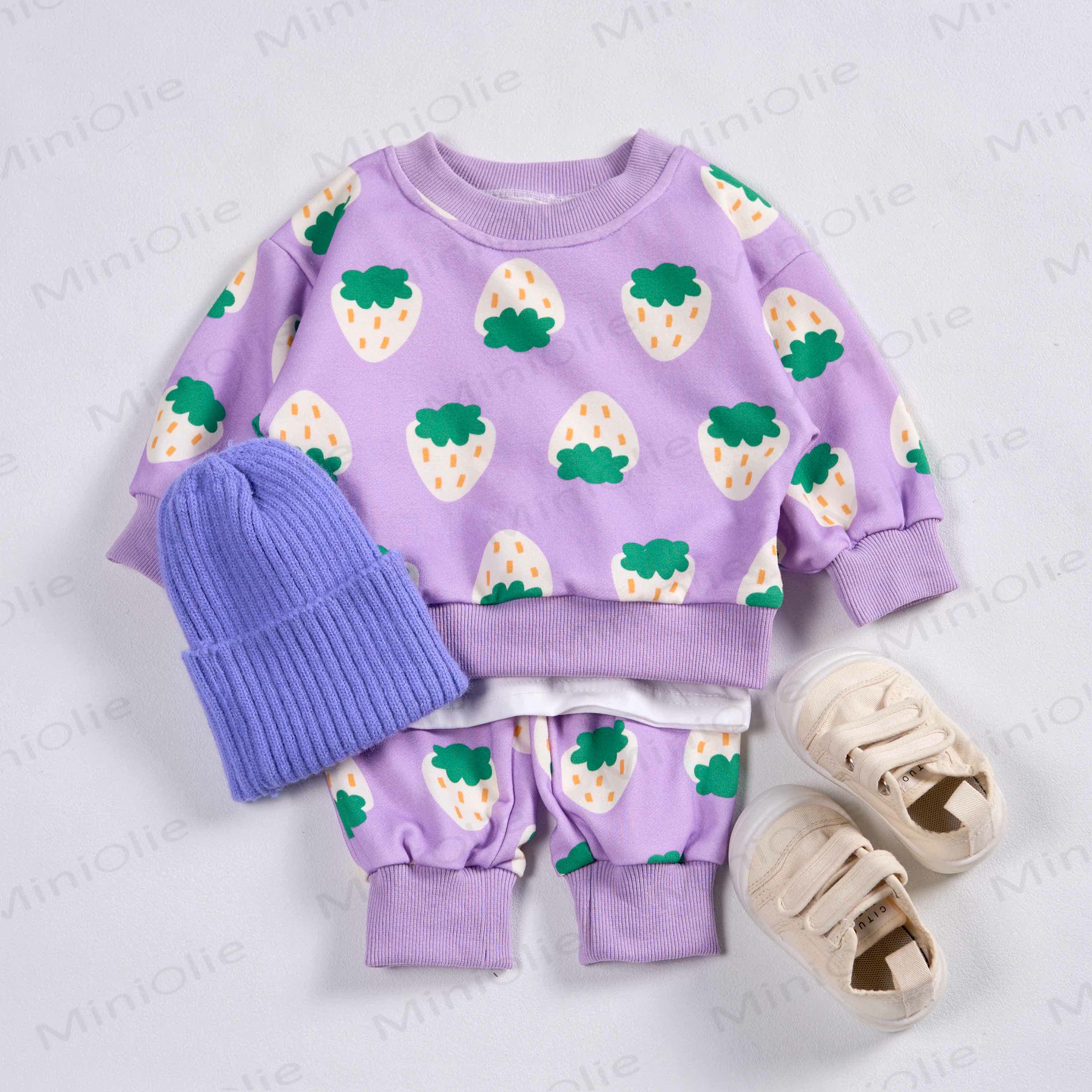 Baby White Strawberry 2-piece Purple Set