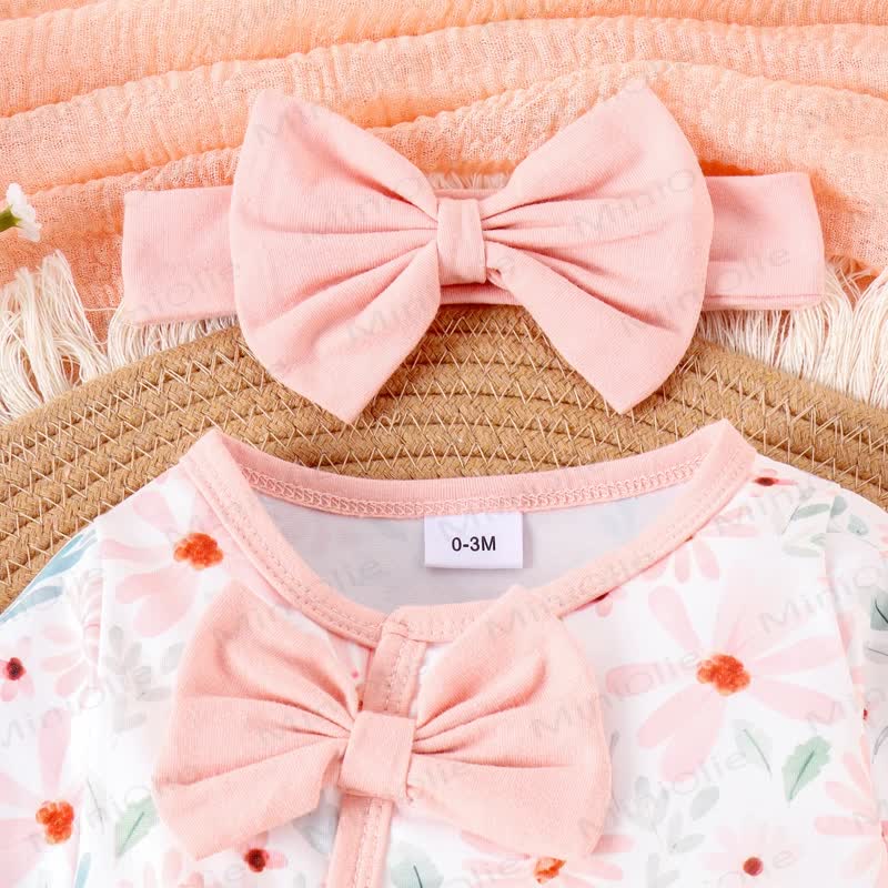 Baby Girl Flower Butterfly Romper with Headband