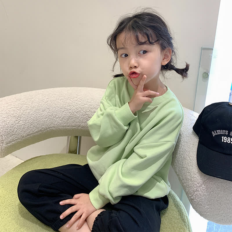 Toddler Solid Color Loose Simple Sweatshirt