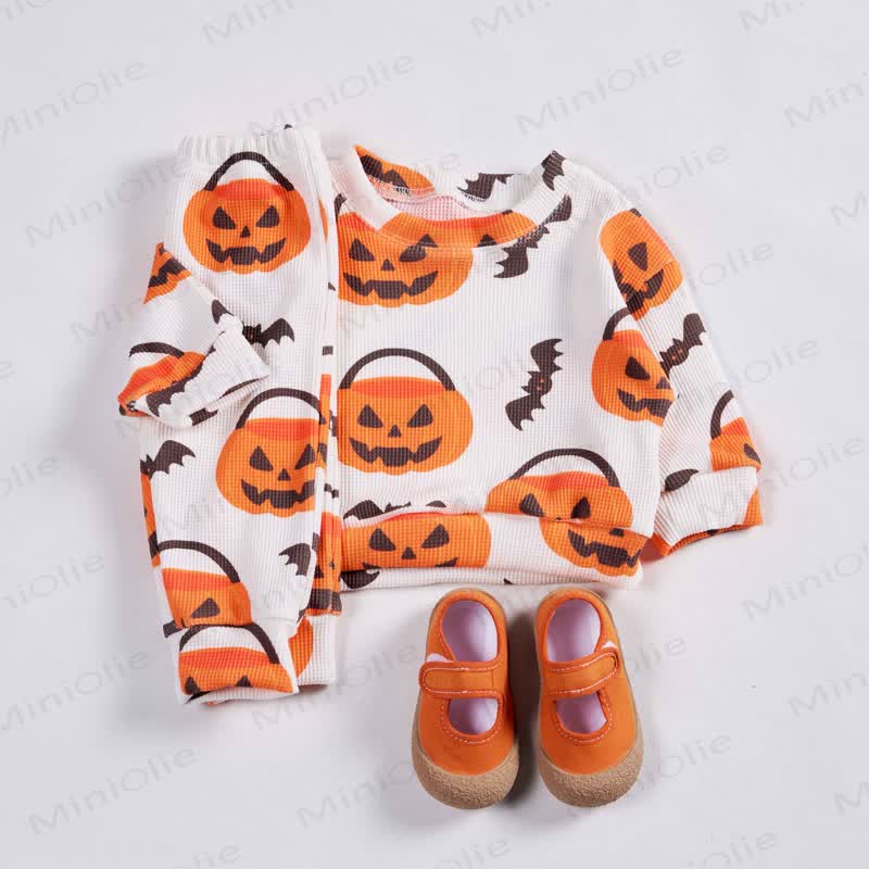 Baby Waffle Halloween Jack-o'-lantern & Bat 2-piece Set