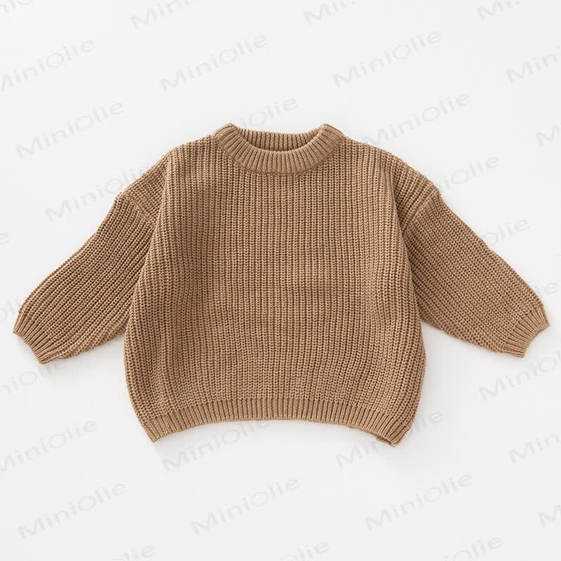 Baby Knitted Solid Color Simple Sweater