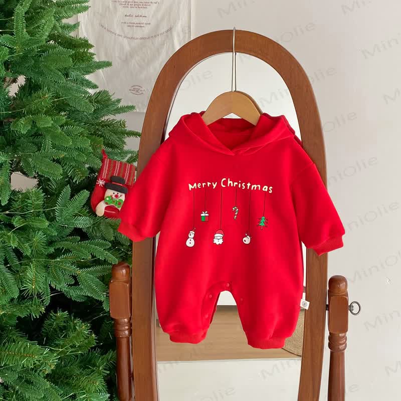 MERRY CHRISTMAS Baby Hooded Romper