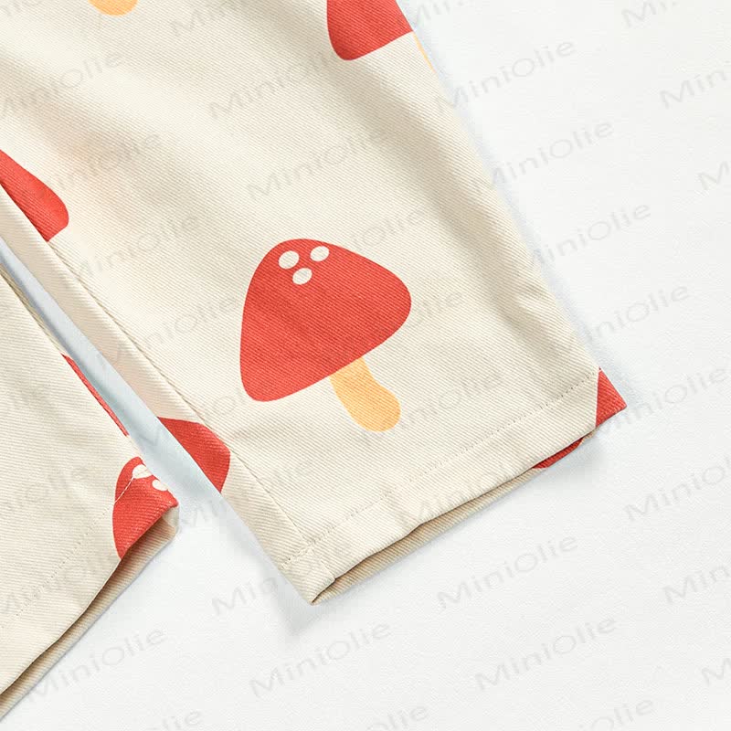 Baby Toddler Red Mushroom White Overalls