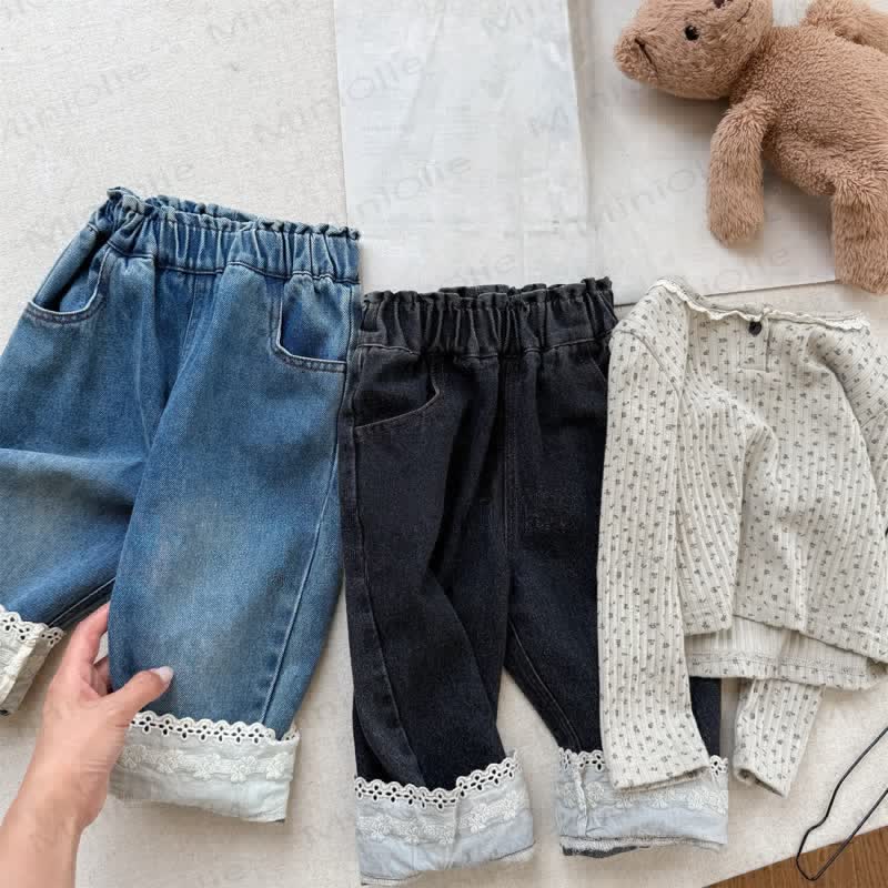 Toddler Girl Lace Denim Pants