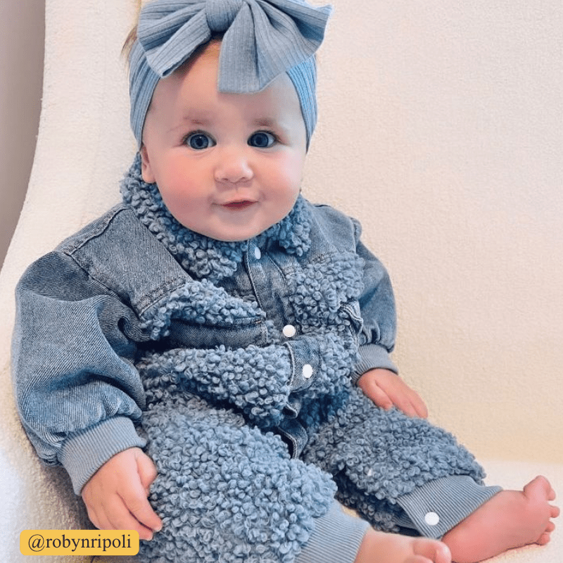 Baby Denim Blue Warm Fleece Romper
