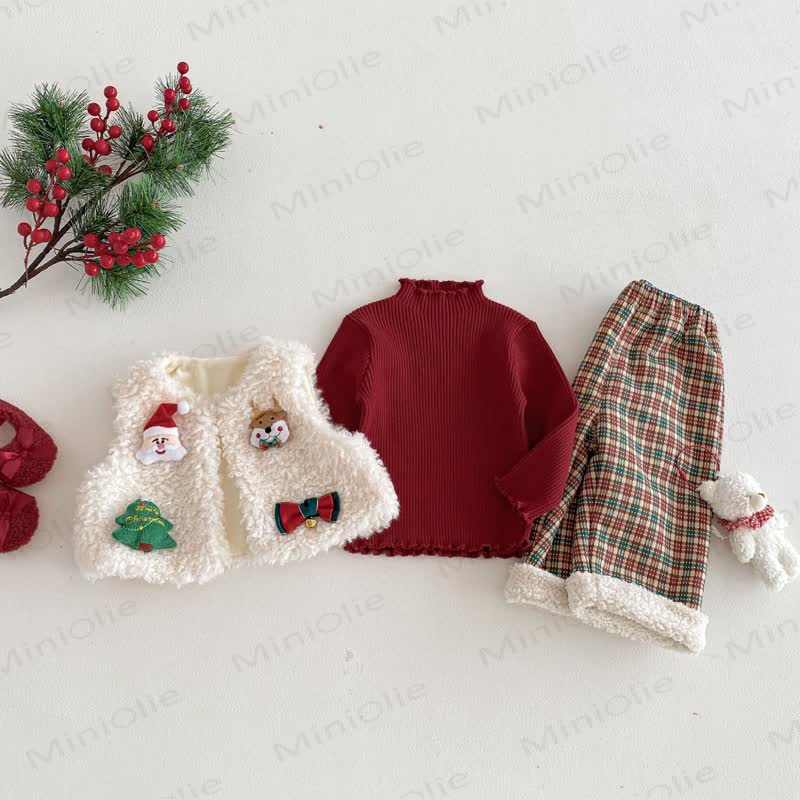 Baby Toddler Christmas Plaid 3-piece Set