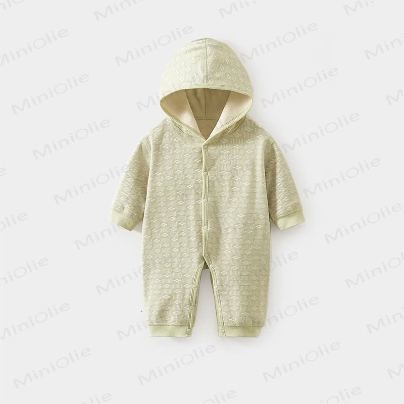 Baby Jacquard Fleece Lined Hooded Romper