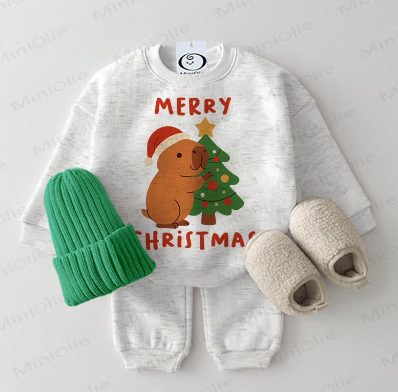 MERRY CHRISTMAS  Baby 2-piece Light Grey Set