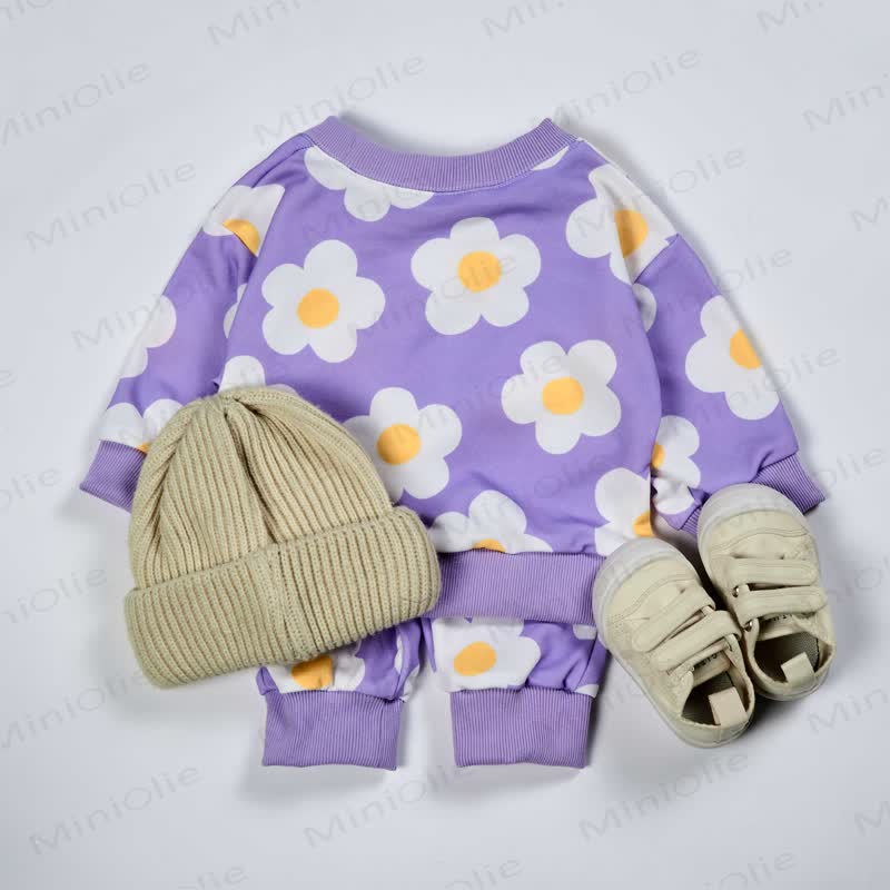 Baby White Flower 2-piece Purple Set