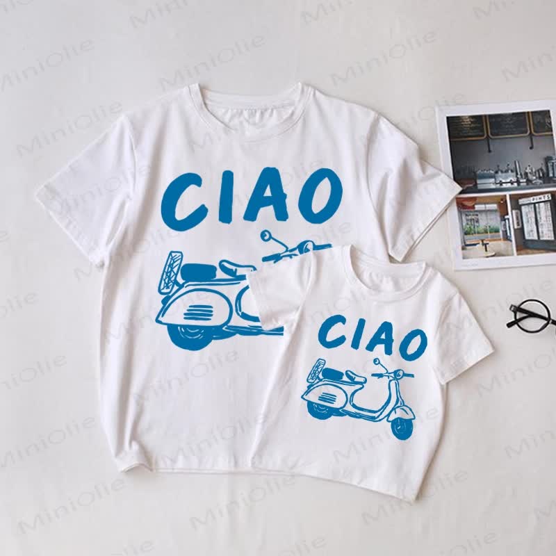 CIAO Motorcycle White Family Matching T-Shirt